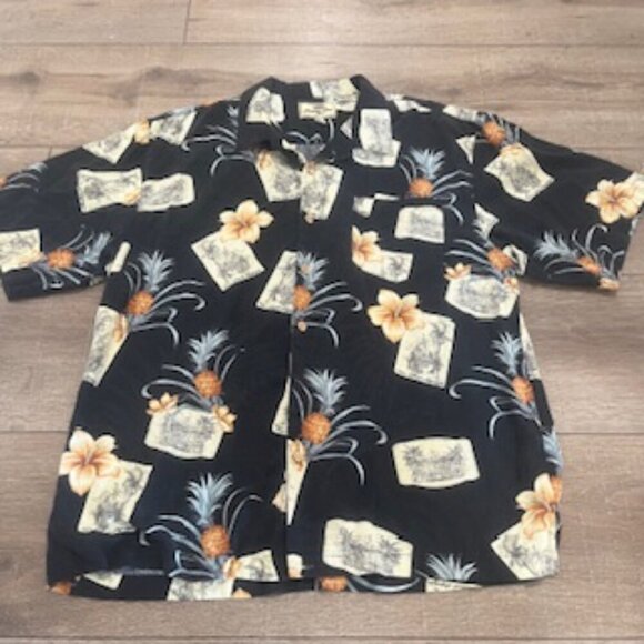 Jamaica Jaxx Silk Hawaiian Shirt Mens XL Black Button Up Short Sleeve EUC - Picture 10 of 10